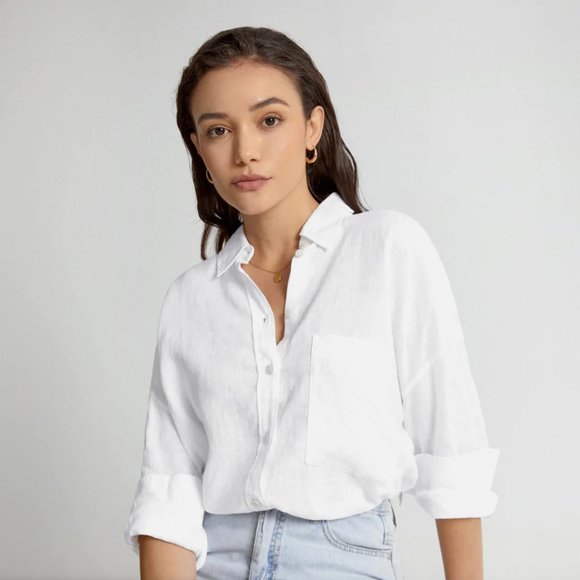 Commense Tops - NWOT The Commense Drop Shoulder Relaxed Fit Linen Button Up Shirt